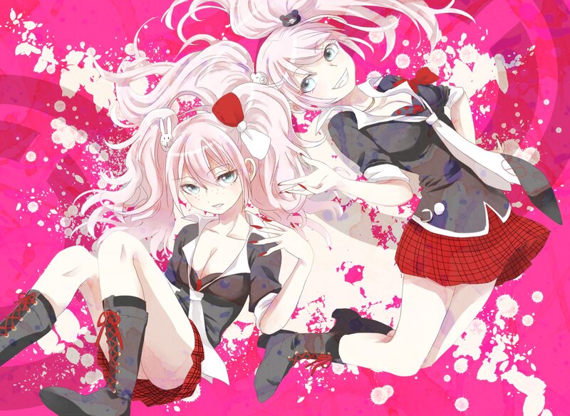 two anime girls in school uniforms