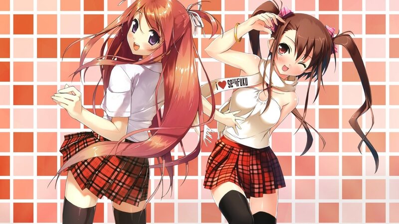 two anime girls in school uniforms