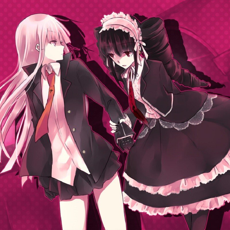 Two anime girls in school uniforms