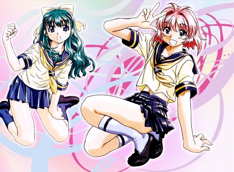 Two anime girls in school uniforms