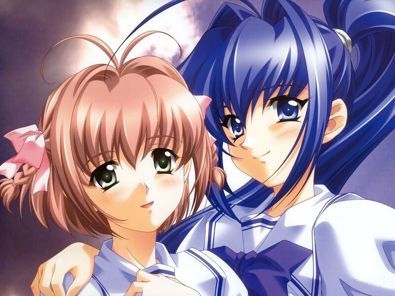 Two anime girls in school uniforms
