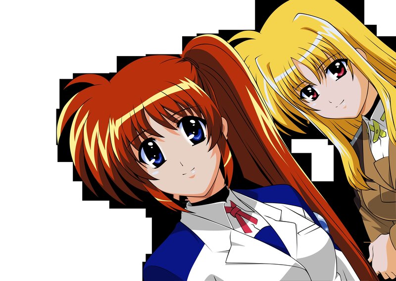 two anime girls in school uniforms
