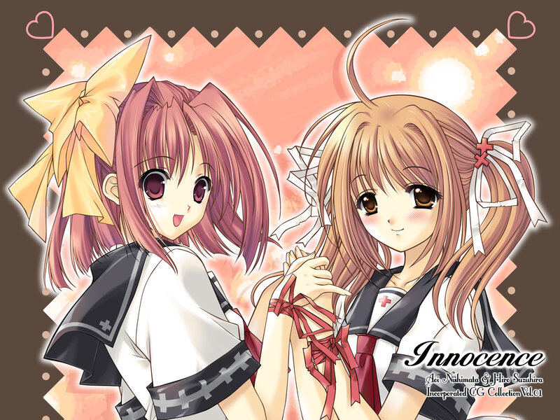 Two anime girls in school uniforms