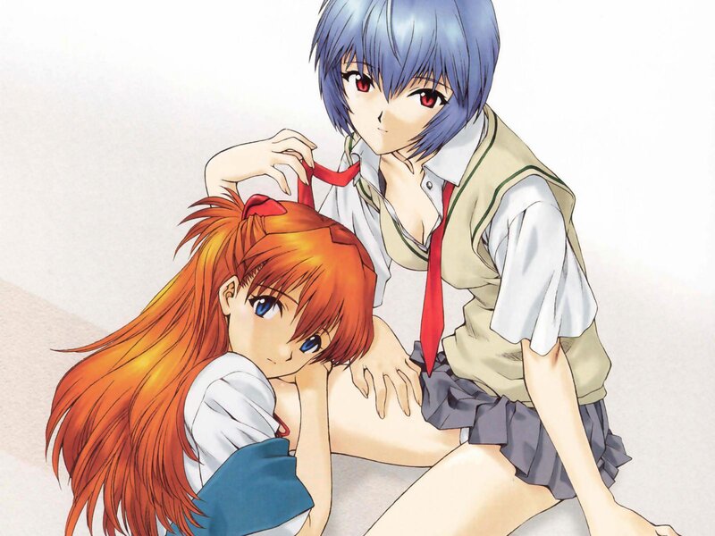 Two anime girls in school uniforms
