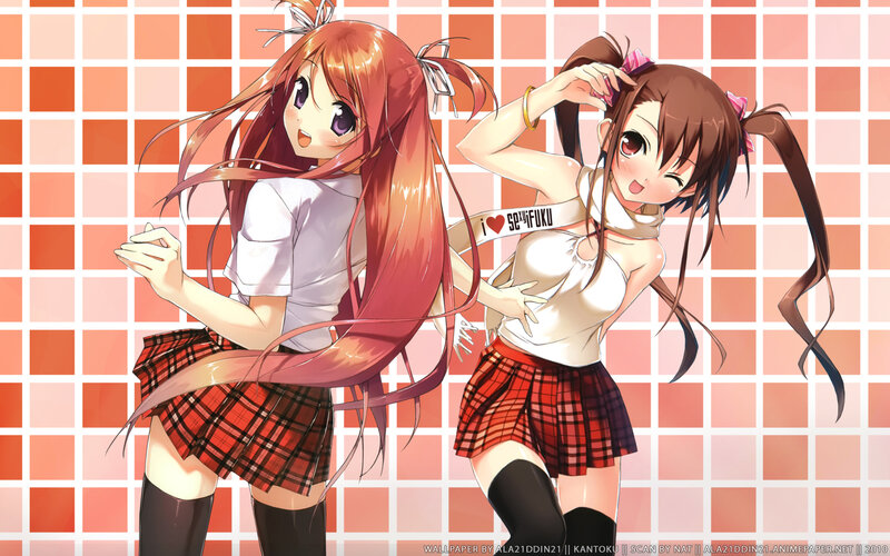 Two anime girls in school uniforms