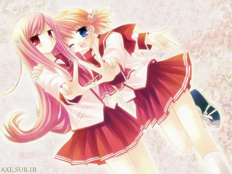 Two anime girls in school uniforms