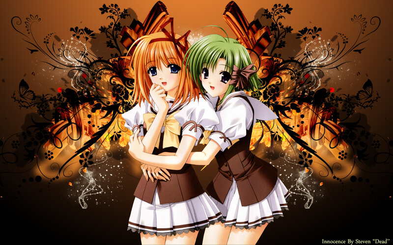 Two anime girls in school uniforms