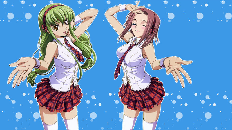 two anime girls in school uniforms