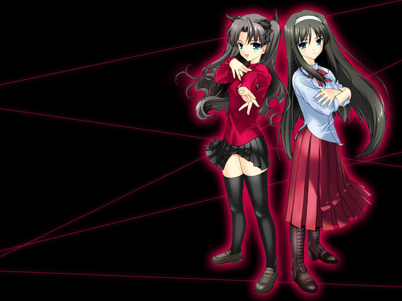 two anime girls in school uniforms