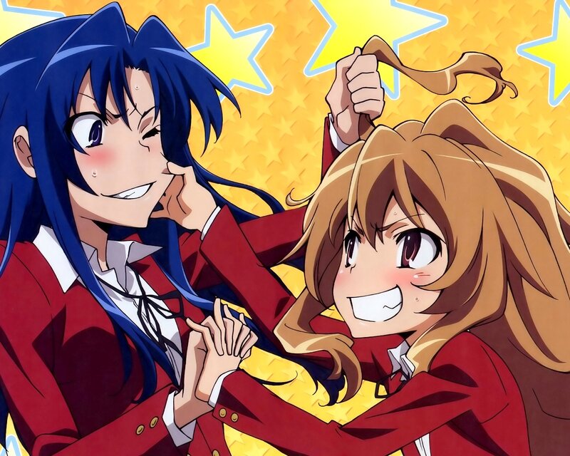 Two anime girls in school uniforms