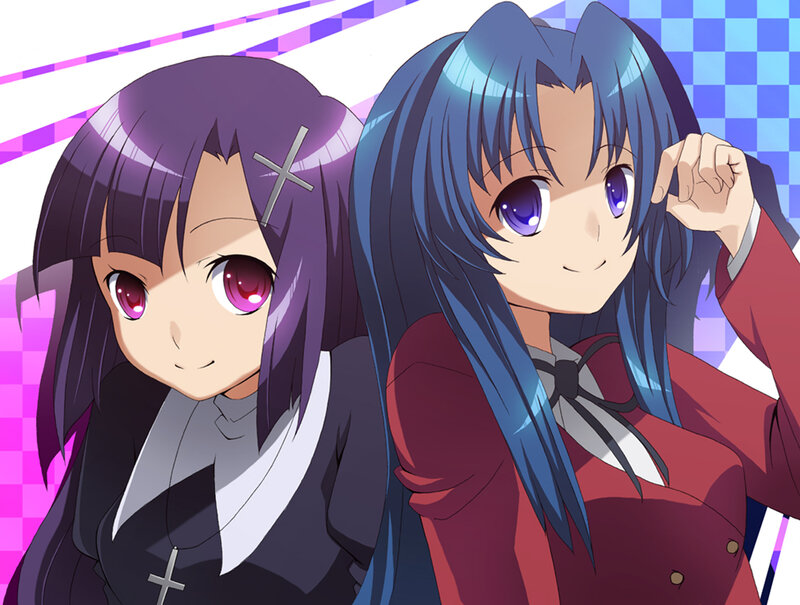 two anime girls in school uniforms
