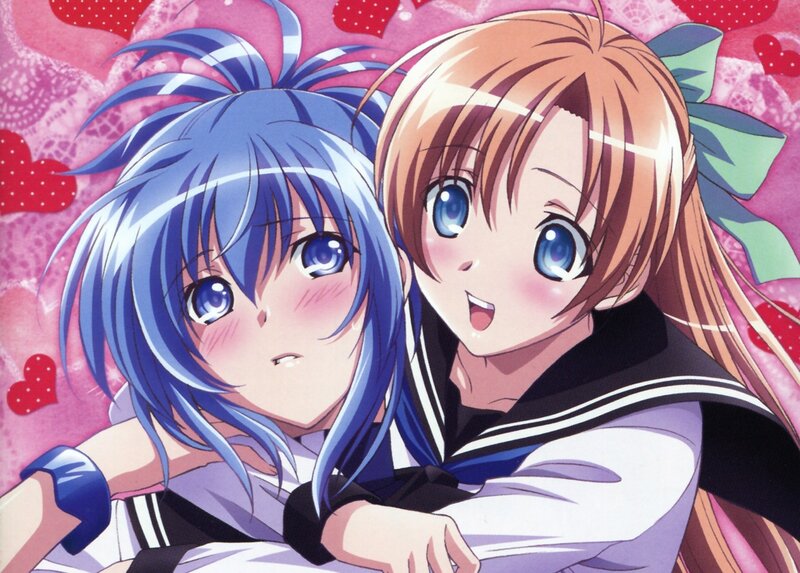 Two anime girls in school uniforms