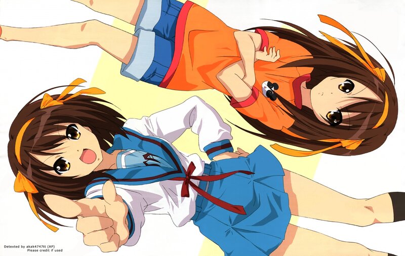two anime girls in school uniforms