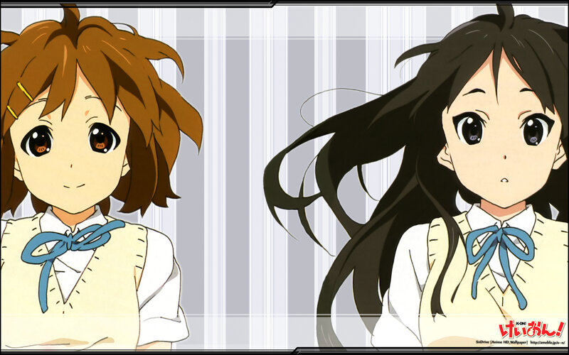 Two anime girls in school uniforms