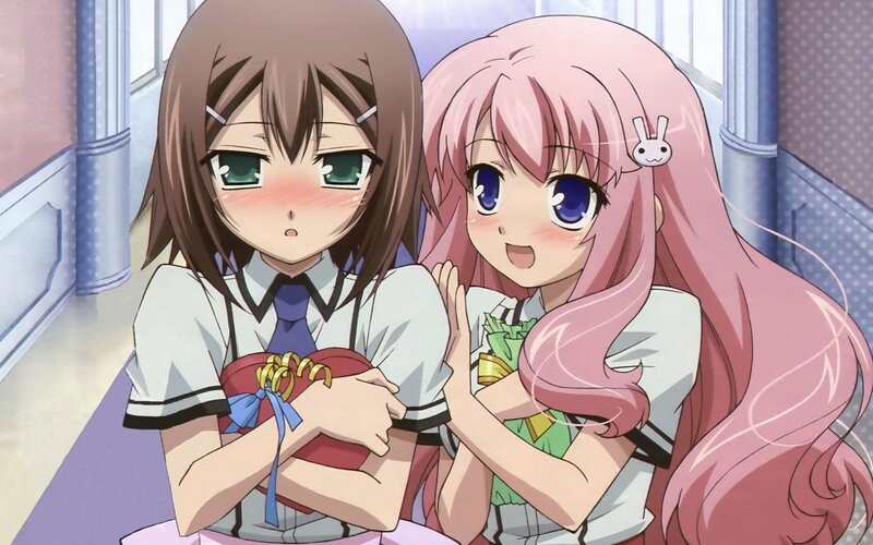 Two anime girls in school uniforms