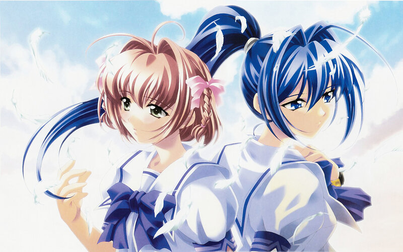 two anime girls in school uniforms