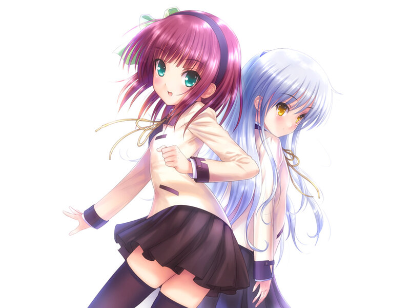 two anime girls in school uniforms