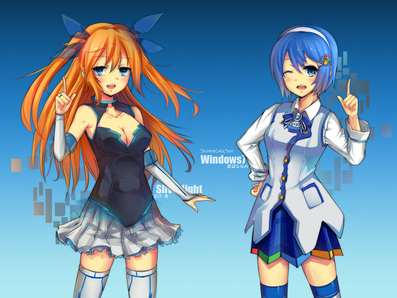 Two anime girls in school uniforms