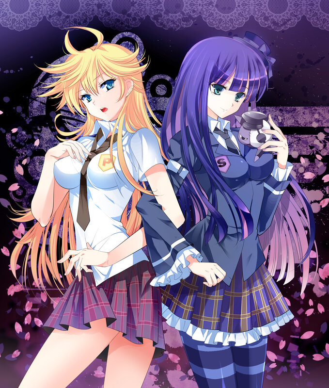 Two anime girls in school uniforms