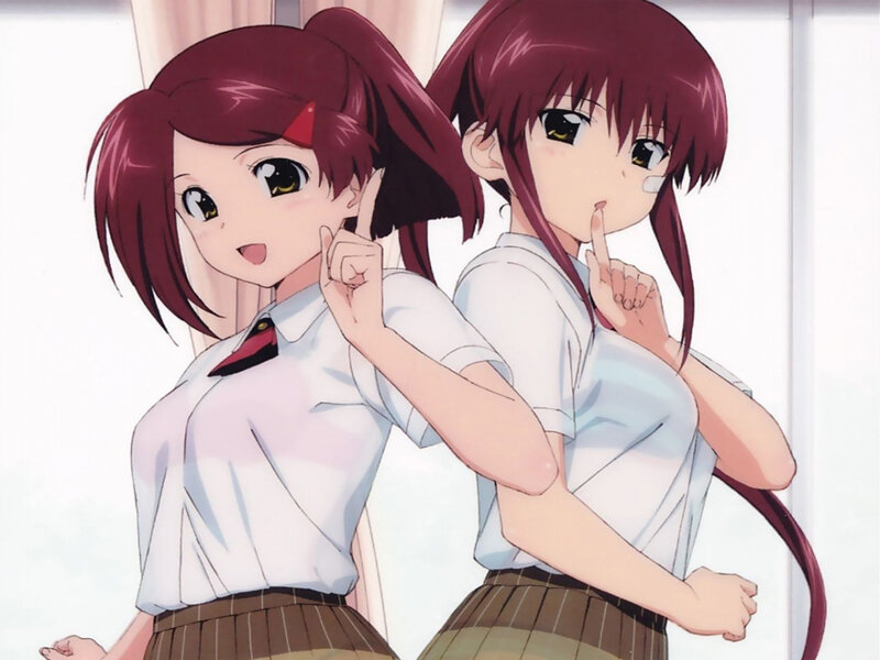 two anime girls in school uniforms