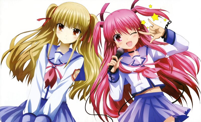 Two anime girls in school uniforms