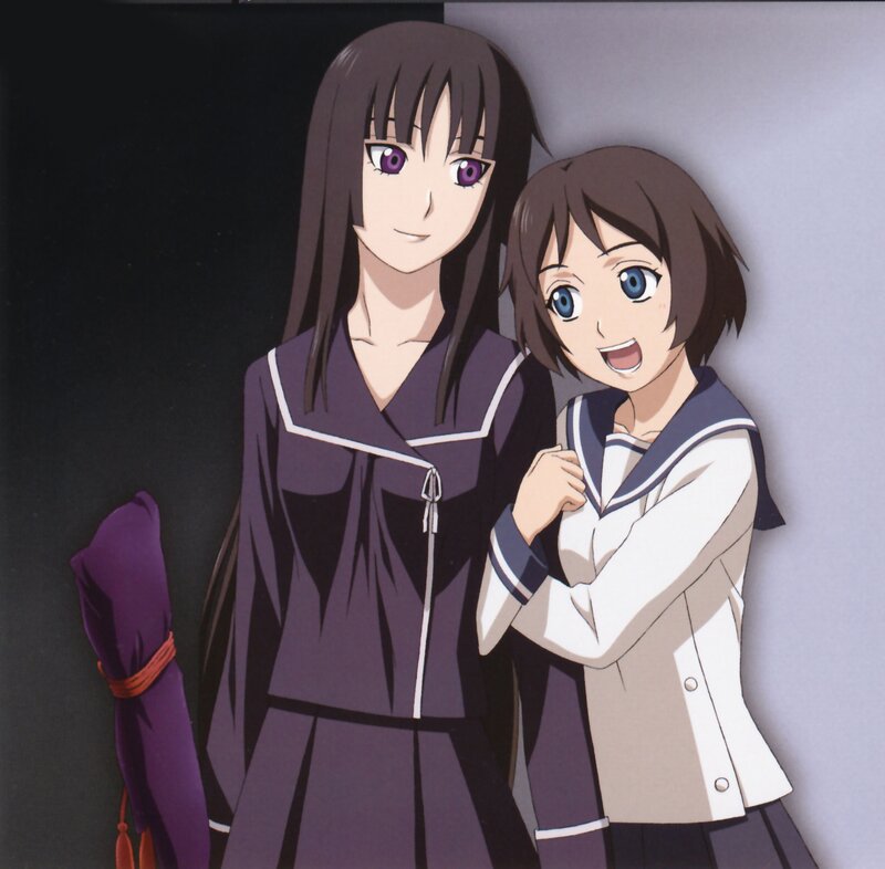 Two anime girls in school uniforms