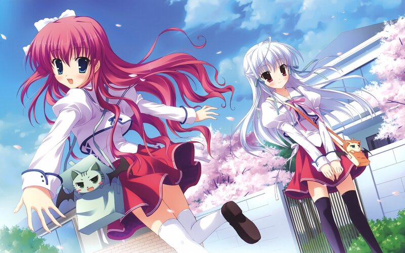 Two anime girls in school uniforms