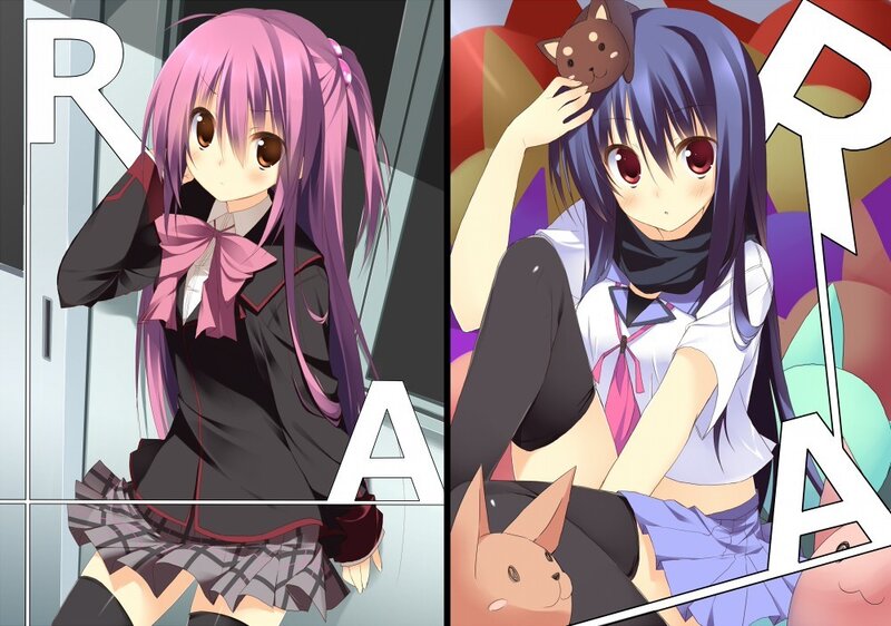 two anime girls in school uniforms