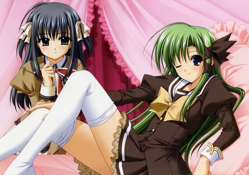Two anime girls in school uniforms