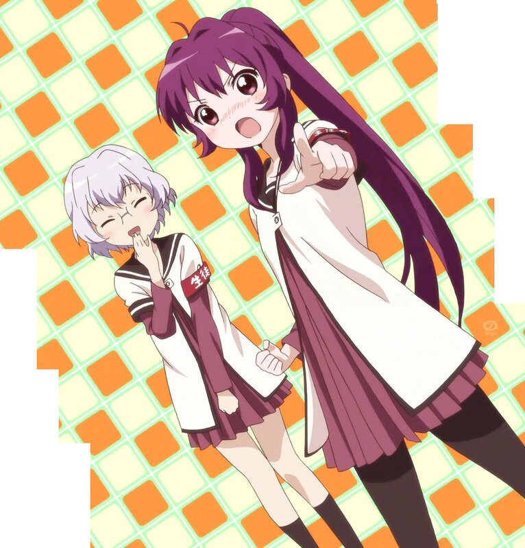 Two anime girls in school uniforms