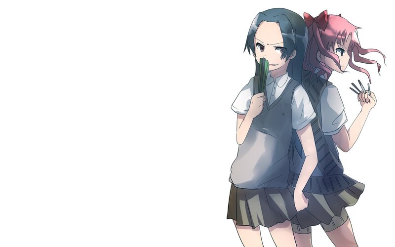 two anime girls in school uniforms
