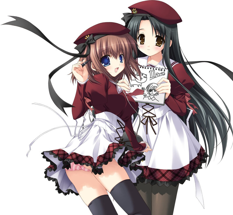 Two anime girls in school uniforms