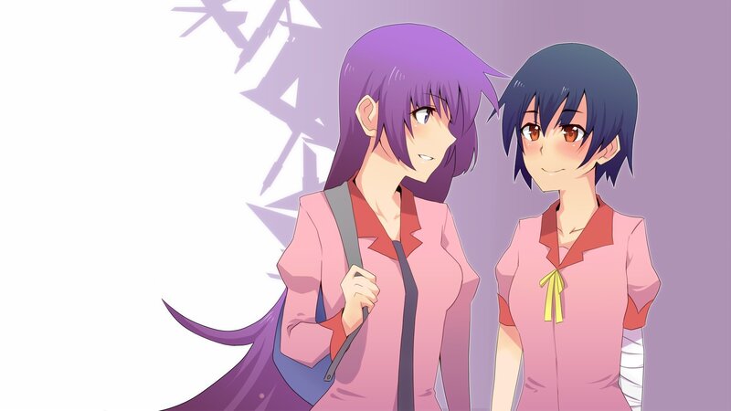 two anime girls in school uniforms