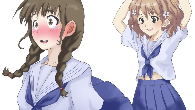 Two anime girls in school uniforms