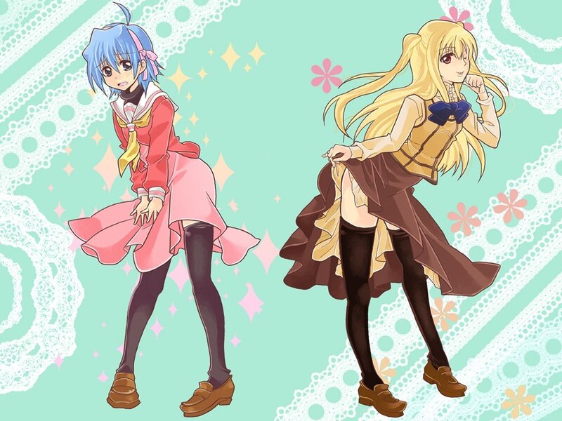 Two anime girls in school uniforms