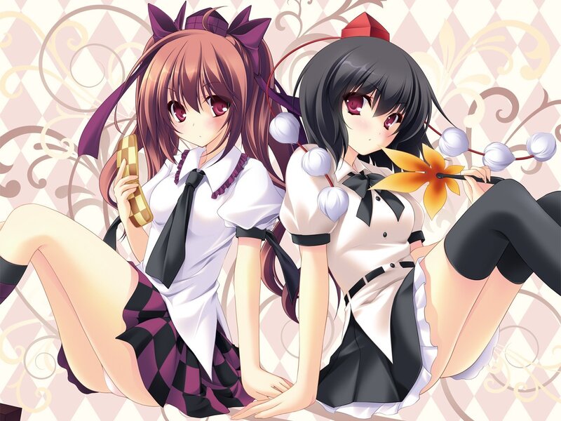 Two anime girls in school uniforms