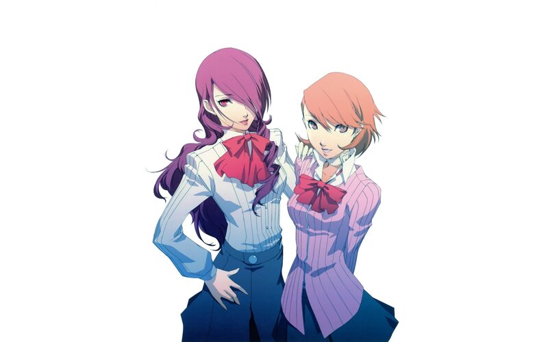 two anime girls in school uniforms
