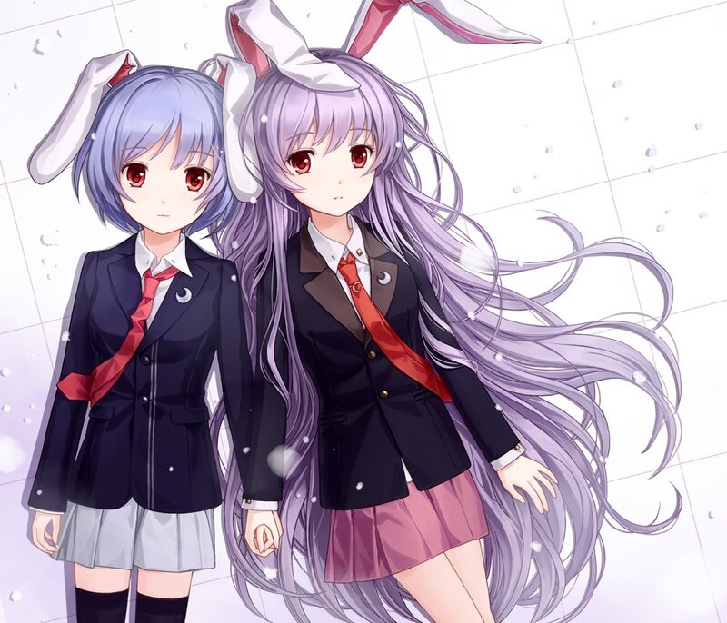 Two anime girls in school uniforms