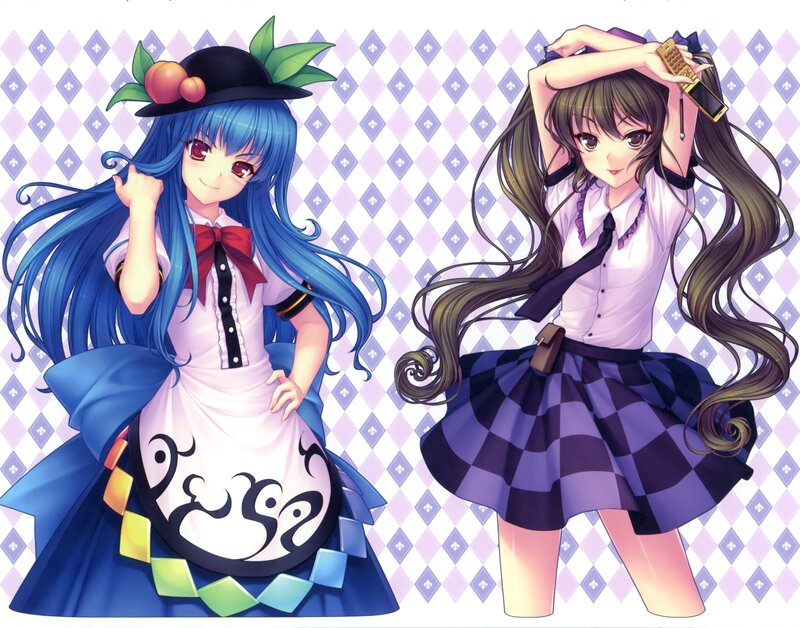 Two anime girls in school uniforms