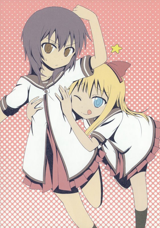 Two anime girls in school uniforms