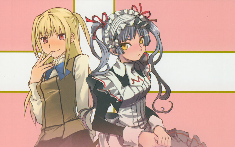 Two anime girls in school uniforms