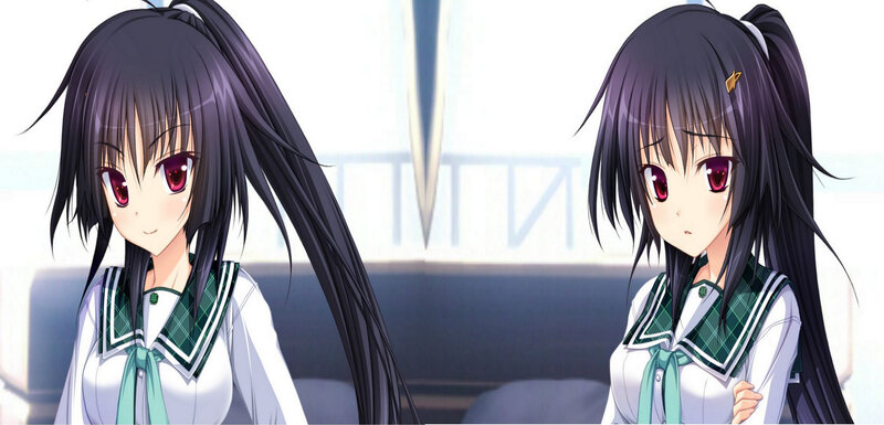 Two Anime Girls in School Uniforms — Black, Calm