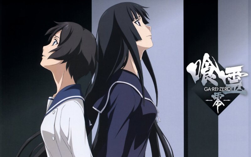 Two Anime Girls in School Uniforms — Black, Dramatic, School Uniform, Long Hair