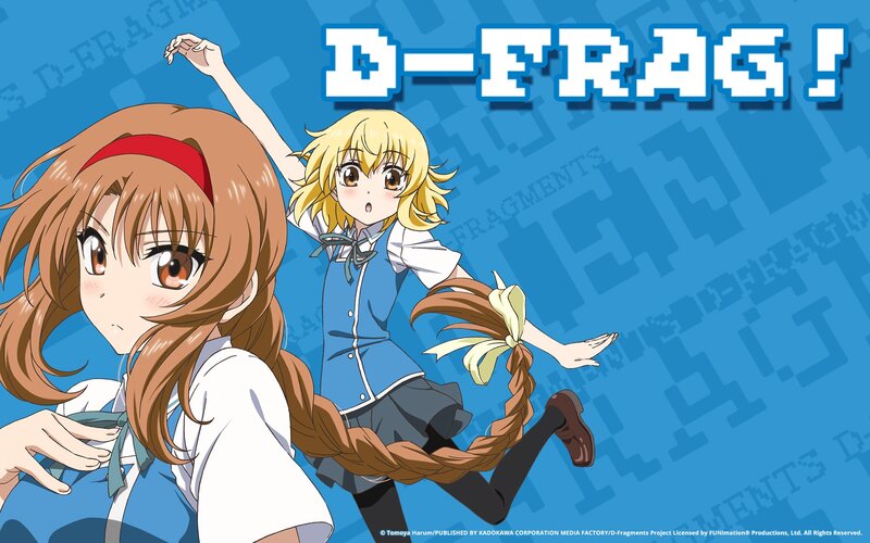 Two Anime Girls in School Uniforms — Blue, Playful, School Uniform, Braided Hair