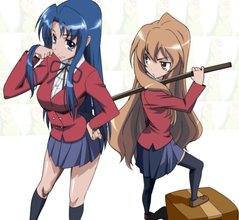Two Anime Girls in School Uniforms — Blue