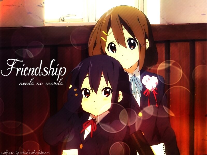 Two Anime Girls in School Uniforms — Brown, Calm