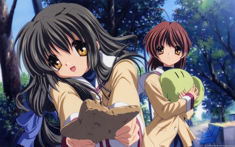 Two Anime Girls in School Uniforms — Brown
