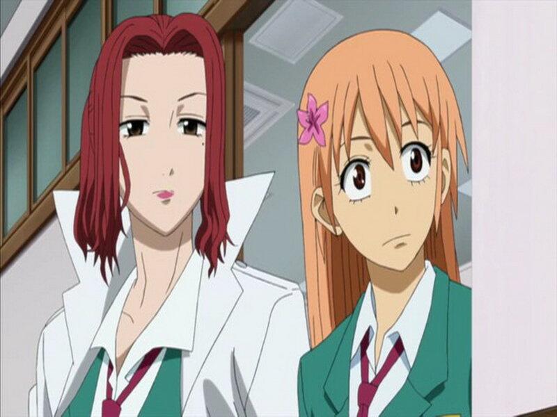 Two Anime Girls in School Uniforms — Green, Neutral