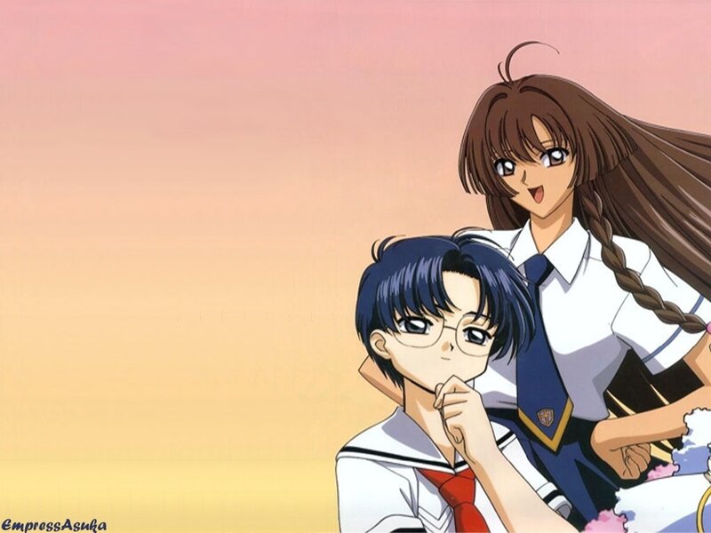 Two Anime Girls in School Uniforms — Pink, Calm