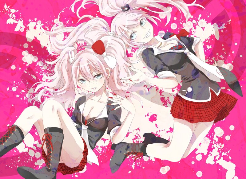 Two Anime Girls in School Uniforms — Pink, Dynamic